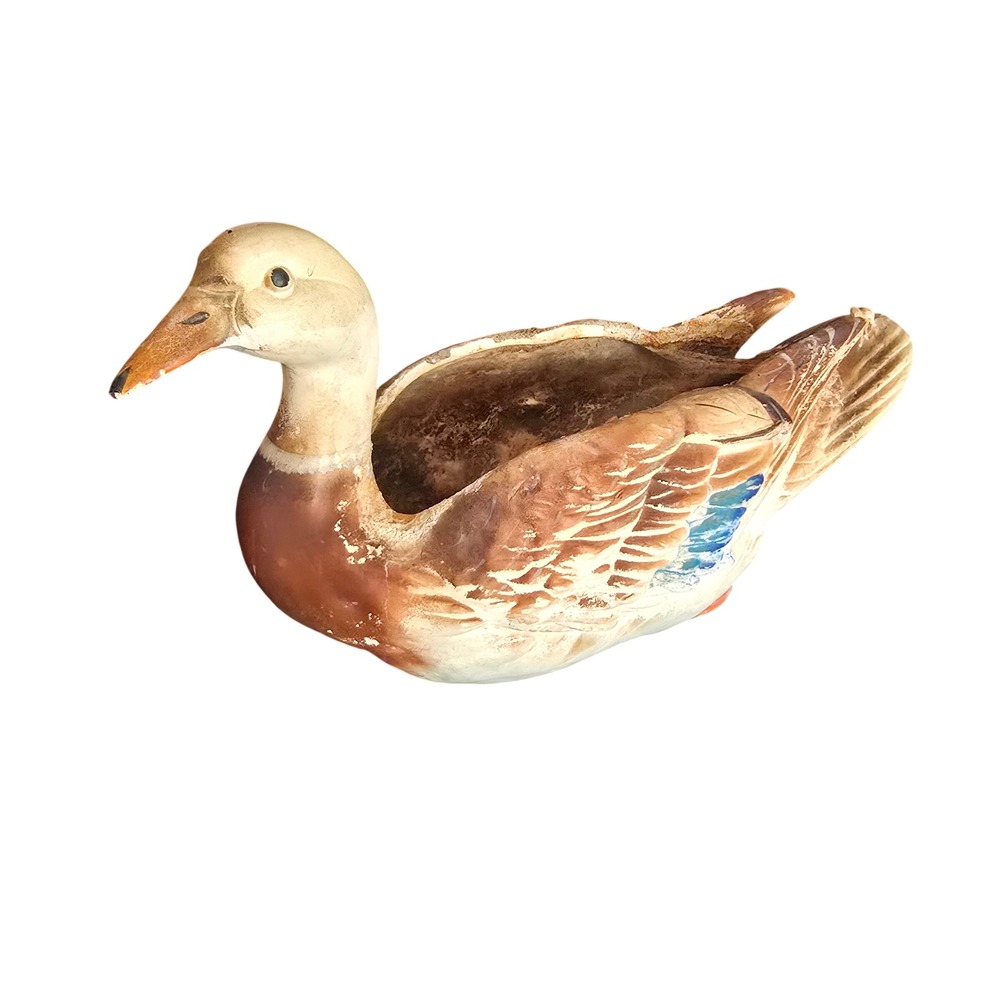 Vintage 1961 Napco Mallard Duck Planter Bedford Ohio B5359 Ceramic Brown Blue